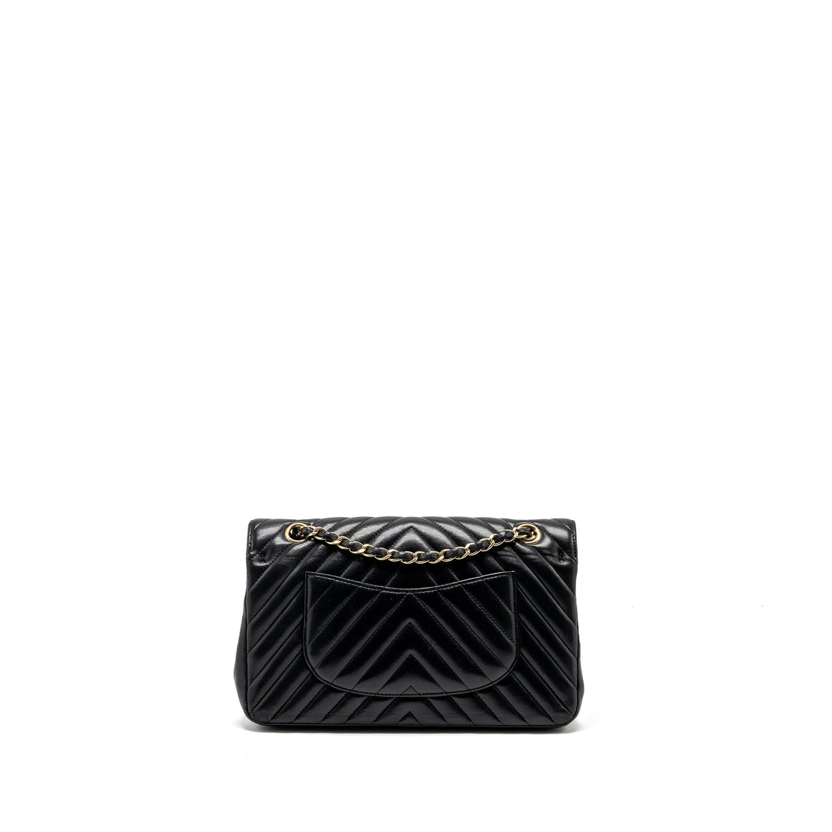 CHANEL MEDIUM CLASSIC DOUBLE FLAP BAG CHEVRON LAMBSKIN BLACK LGHW