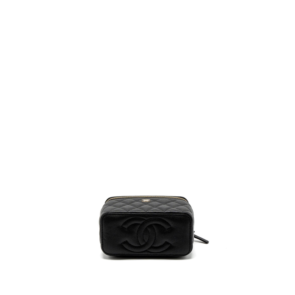 CHANEL LONG VANITY WITH CHAIN CAVIAR BLACK LGHW (MICROCHIP)