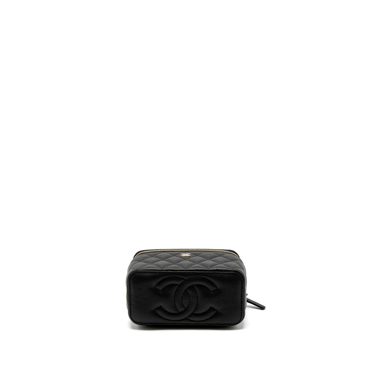 CHANEL LONG VANITY WITH CHAIN CAVIAR BLACK LGHW (MICROCHIP)