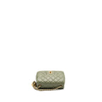 CHANEL PEARL CRUSH MINI SQUARE FLAP BAG LAMBSKIN GREEN GHW (MICROCHIP)