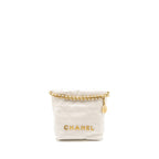 CHANEL MINI 22 BAG SHINY CALFSKIN WHITE GHW (MICROCHIP)