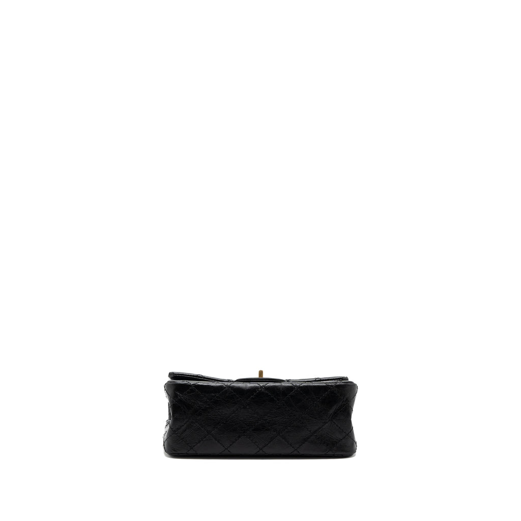 CHANEL MINI 2.55 REISSUE FLAP BAG AGED CALFSKIN BLACK BRUSHED GHW