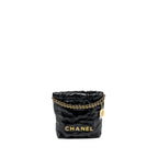 CHANEL MINI 22 BAG SHINY CALFSKIN BLACK GHW (MICROCHIP)
