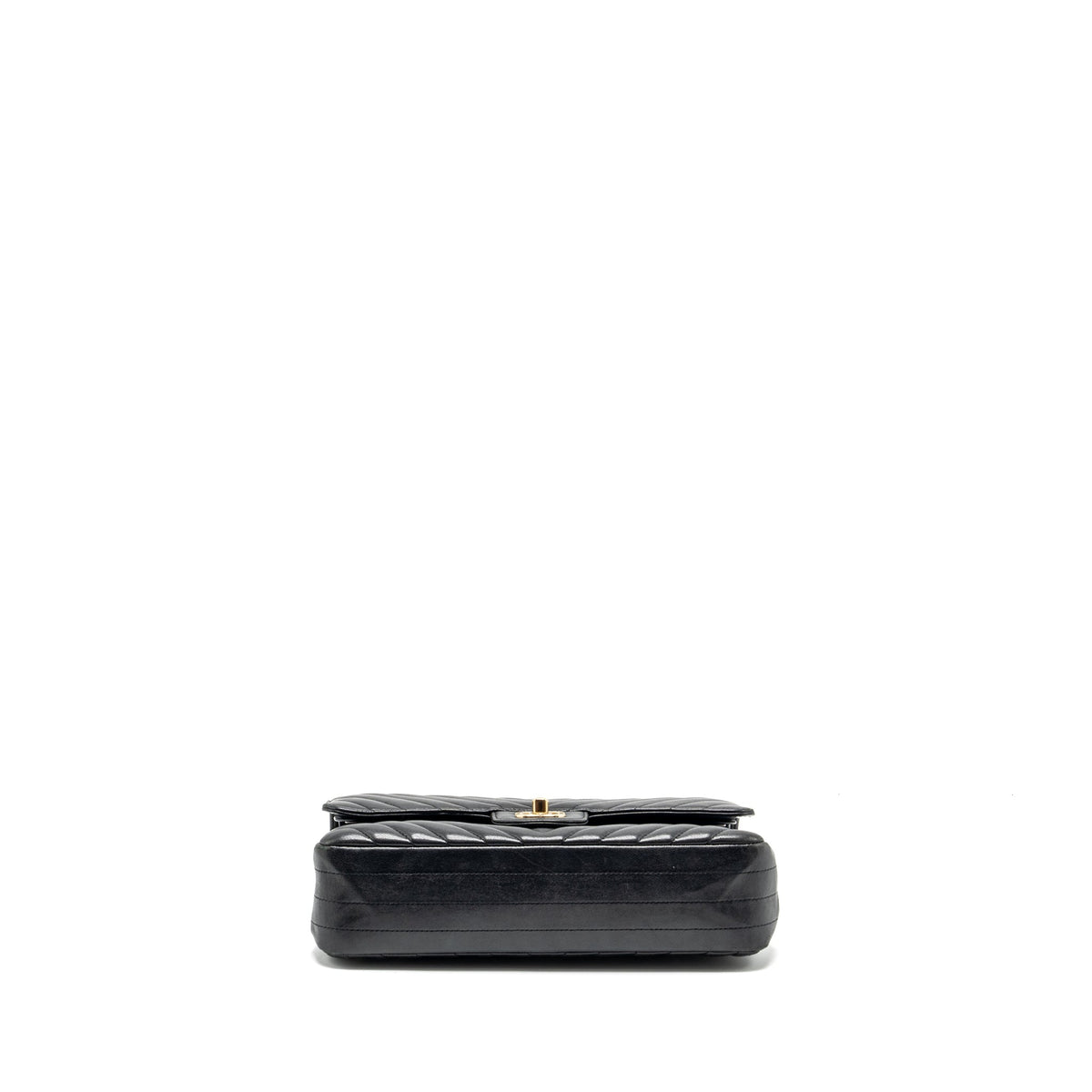 CHANEL MEDIUM CLASSIC DOUBLE FLAP BAG CHEVRON LAMBSKIN BLACK LGHW