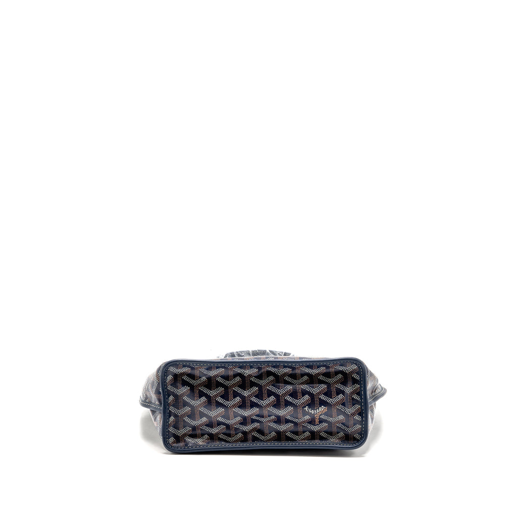 Goyard Mini Anjou Tote Bag Goyardine Canvas/Calfskin Bleu Marine SHW