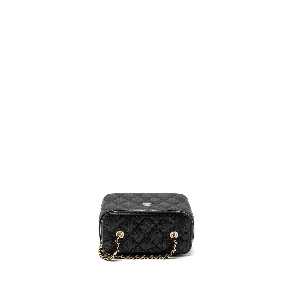 CHANEL LONG VANITY WITH CHAIN CAVIAR BLACK LGHW (MICROCHIP)