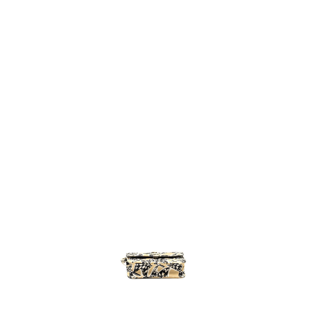 CHANEL MINI FLAP BAG FABRIC BEIGE / MULTICOLOUR LGHW (MICROCHIP)