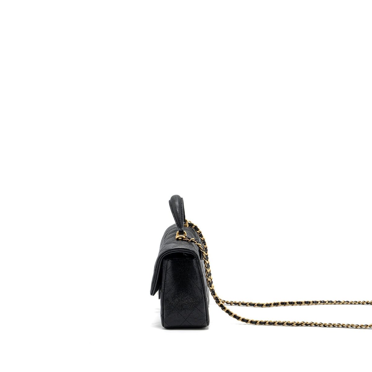 CHANEL TOP HANDLE MINI RECTANGULAR FLAP BAG CAVIAR BLACK GHW