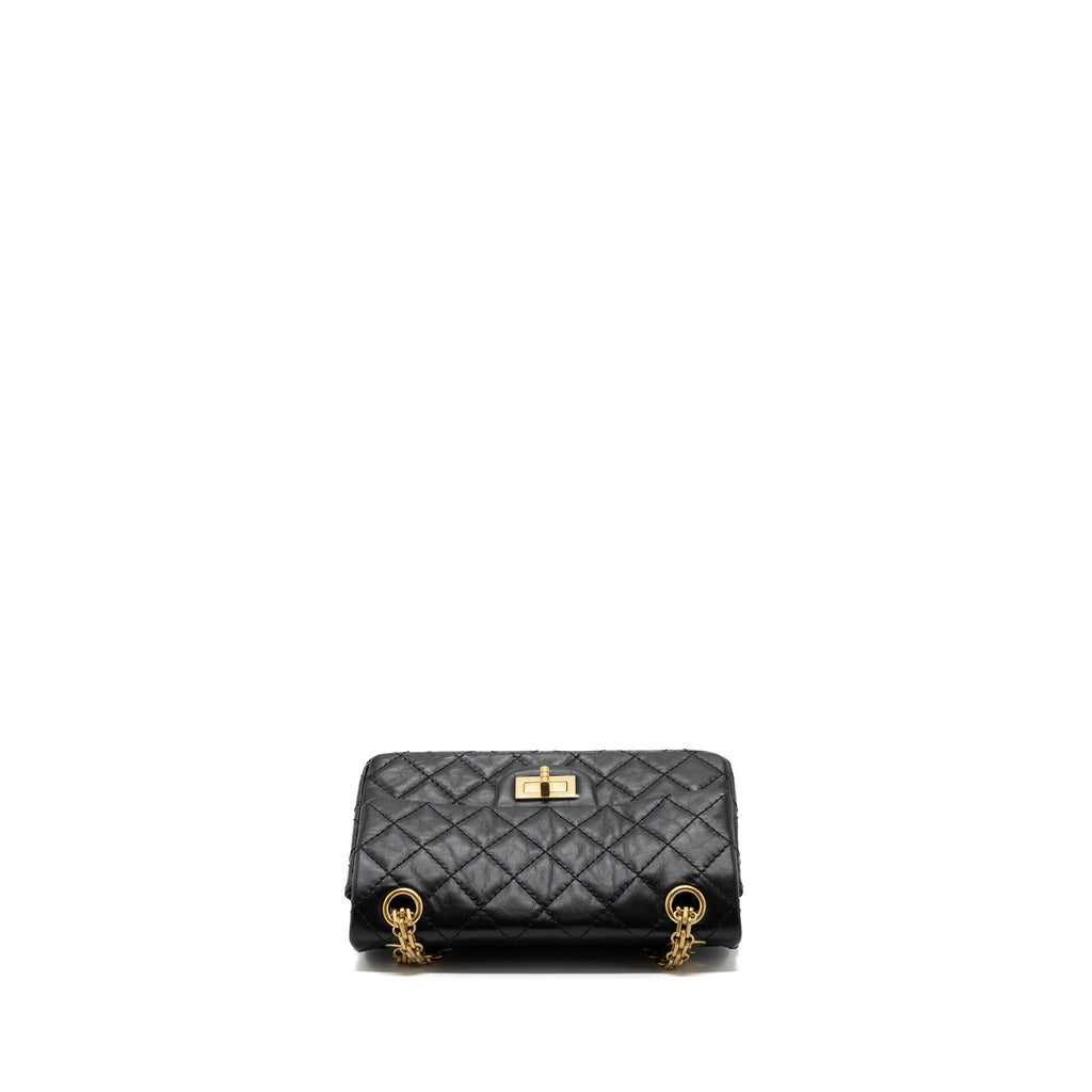 CHANEL MINI 2.55 REISSUE FLAP BAG AGED CALFSKIN BLACK BRUSHED GHW