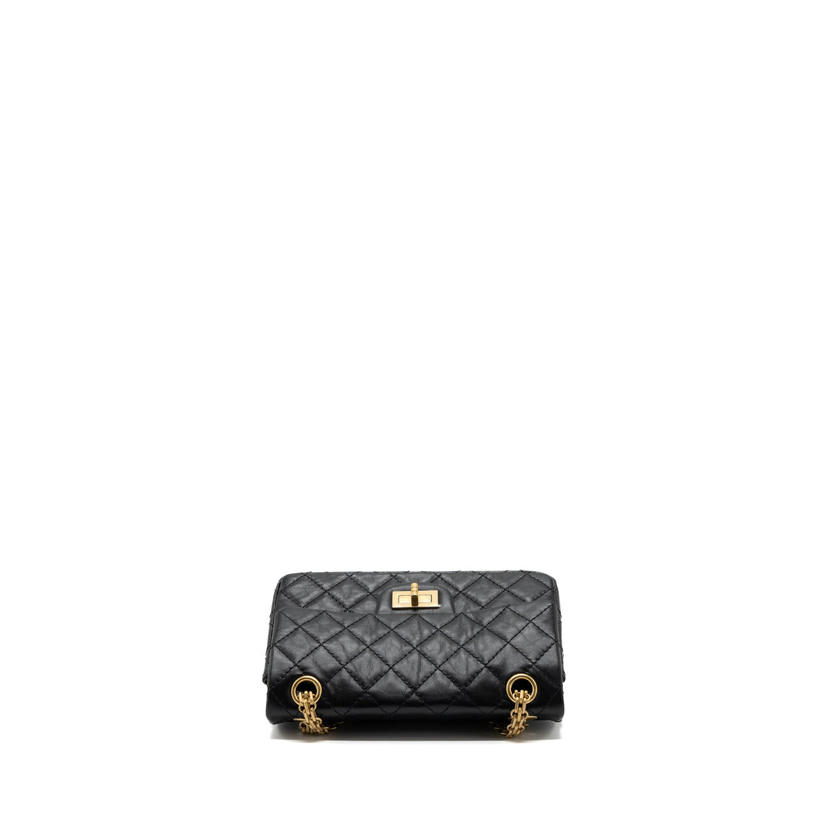 CHANEL MINI 2.55 REISSUE FLAP BAG AGED CALFSKIN BLACK BRUSHED GHW