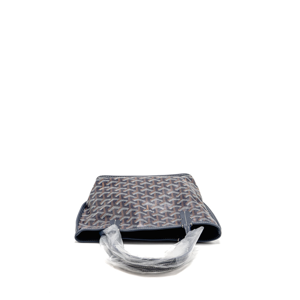Goyard Mini Anjou Tote Bag Goyardine Canvas/Calfskin Bleu Marine SHW