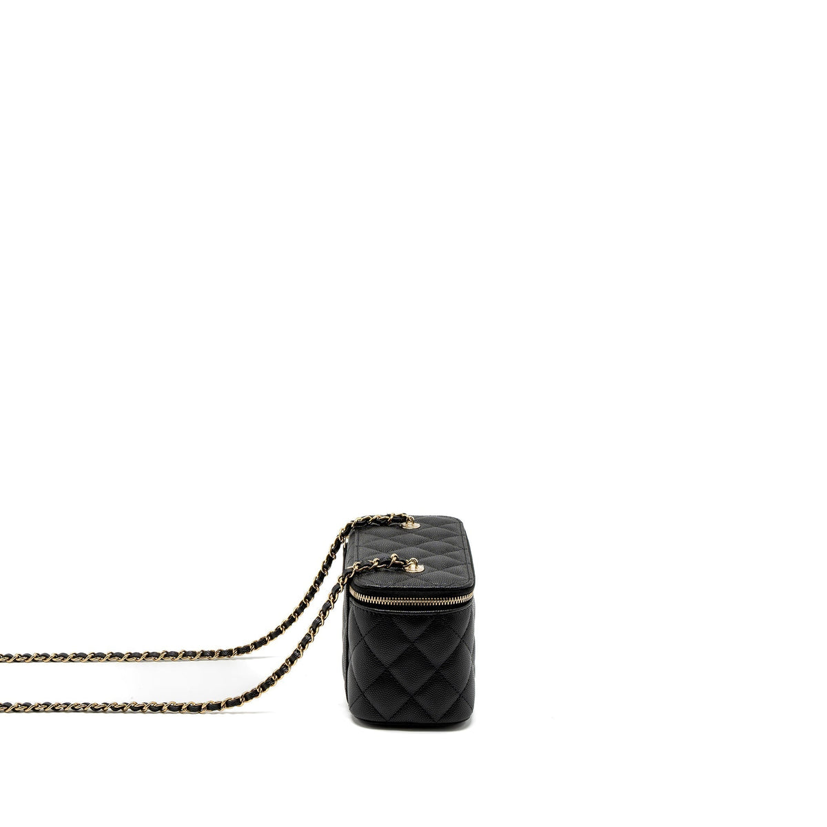 CHANEL LONG VANITY WITH CHAIN CAVIAR BLACK LGHW (MICROCHIP)