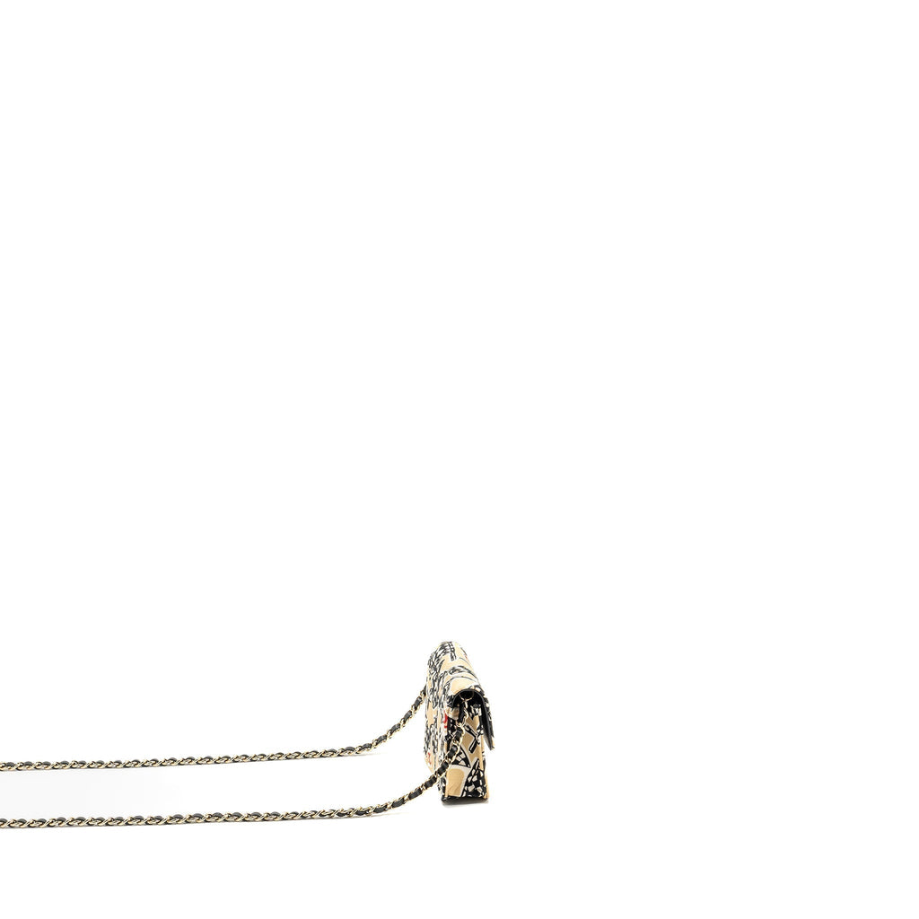 CHANEL MINI FLAP BAG FABRIC BEIGE / MULTICOLOUR LGHW (MICROCHIP)