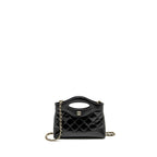 CHANEL MINI 31 CLUTCH WITH CHAIN SHINY LAMBSKIN BLACK LGHW (MICROCHIP)