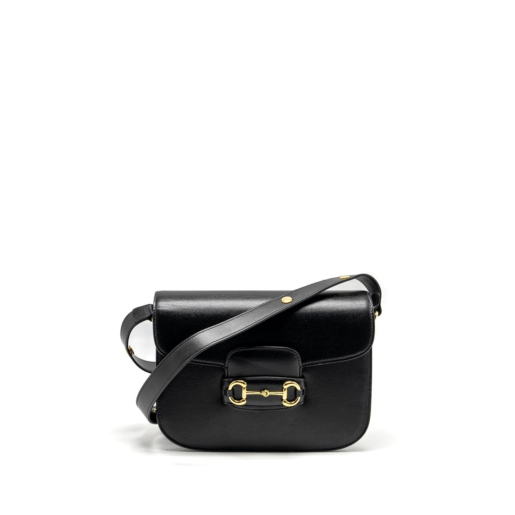 GUCCI HORSEBIT 1955 SHOULDER BAG CALFSKIN BLACK GHW