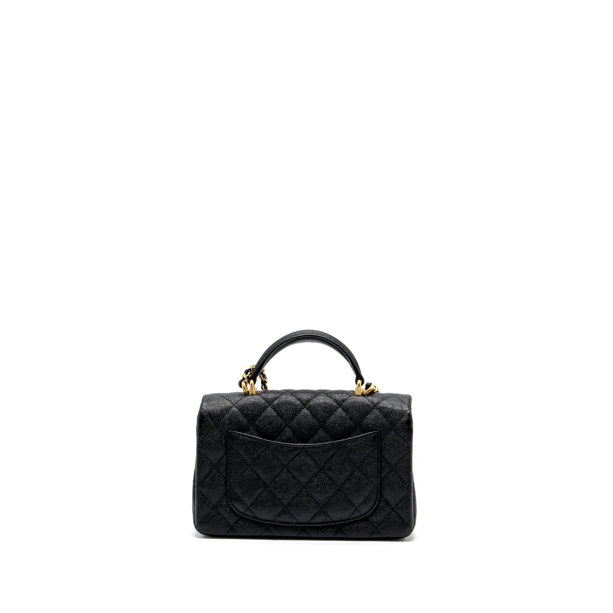 CHANEL TOP HANDLE MINI RECTANGULAR FLAP BAG CAVIAR BLACK GHW