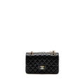 CHANEL SMALL CLASSIC DOUBLE FLAP BAG LAMBSKIN BLACK GHW(MICROCHIP)