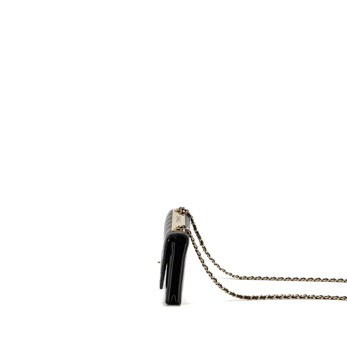 CHANEL TRENDY CC WALLET ON CHAIN LAMBSKIN BLACK LGHW (MICROCHIP)
