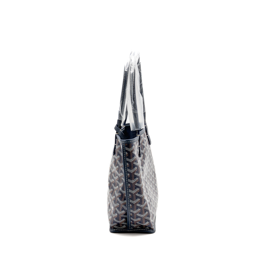 Goyard Mini Anjou Tote Bag Goyardine Canvas/Calfskin Bleu Marine SHW