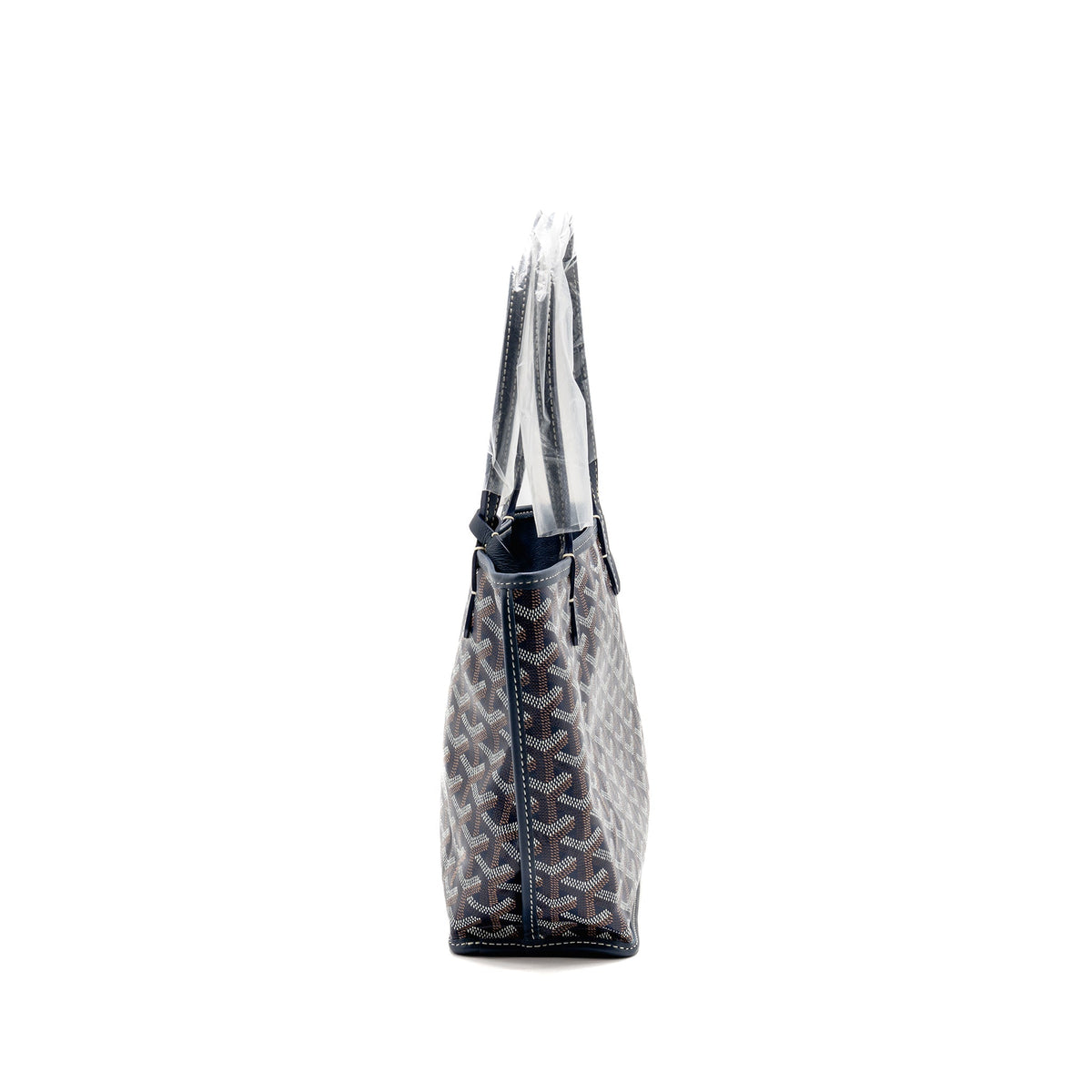Goyard Mini Anjou Tote Bag Goyardine Canvas/Calfskin Bleu Marine SHW