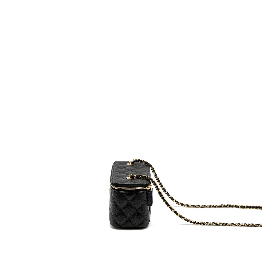 CHANEL LONG VANITY WITH CHAIN CAVIAR BLACK LGHW (MICROCHIP)