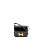HERMES MINI CONSTANCE SHINY ALLIGATOR MISSISSIPPIENS BLACK GHW