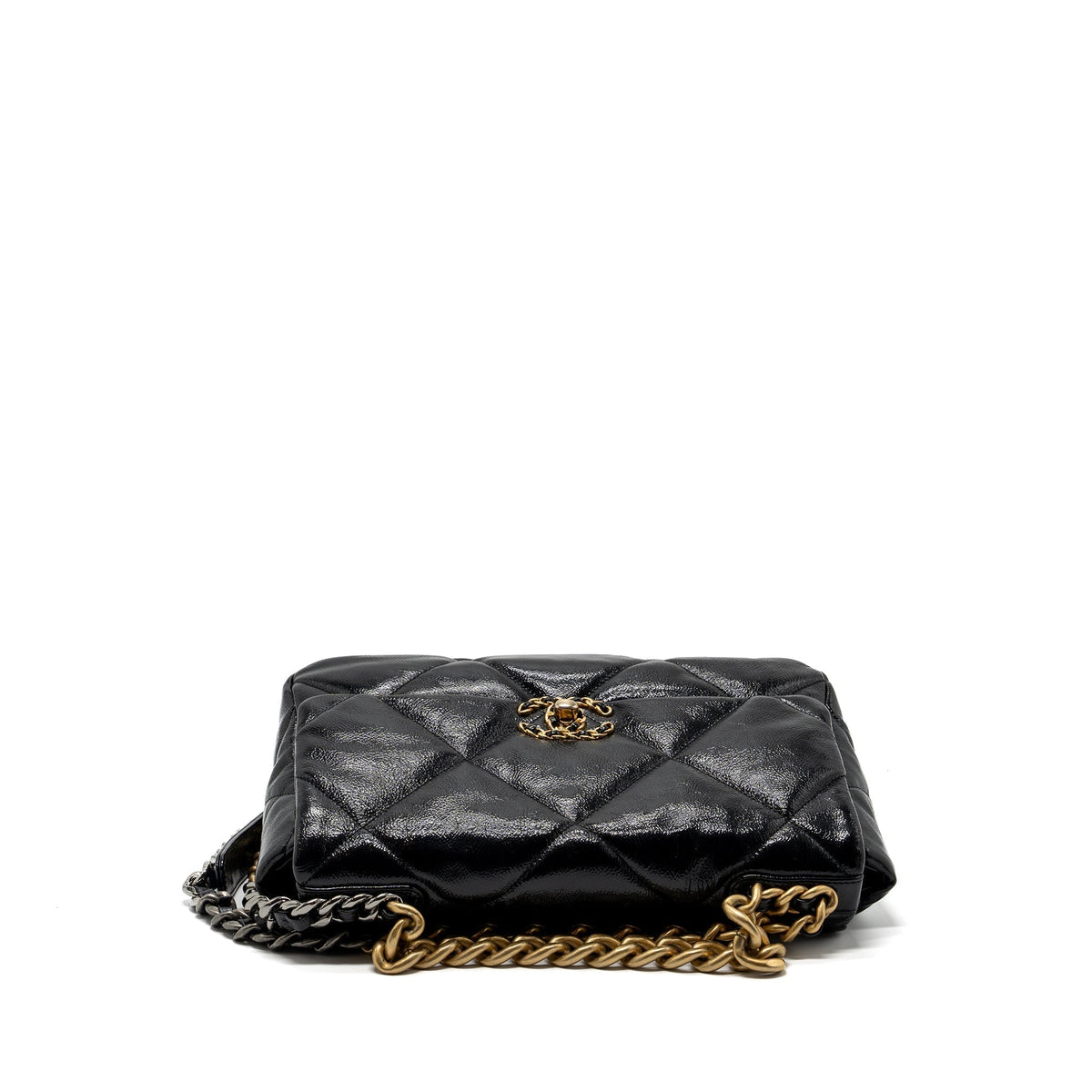 CHANEL MEDIUM 19 BAG SHINY CALFSKIN BLACK MULTICOLOUR HARDWARE