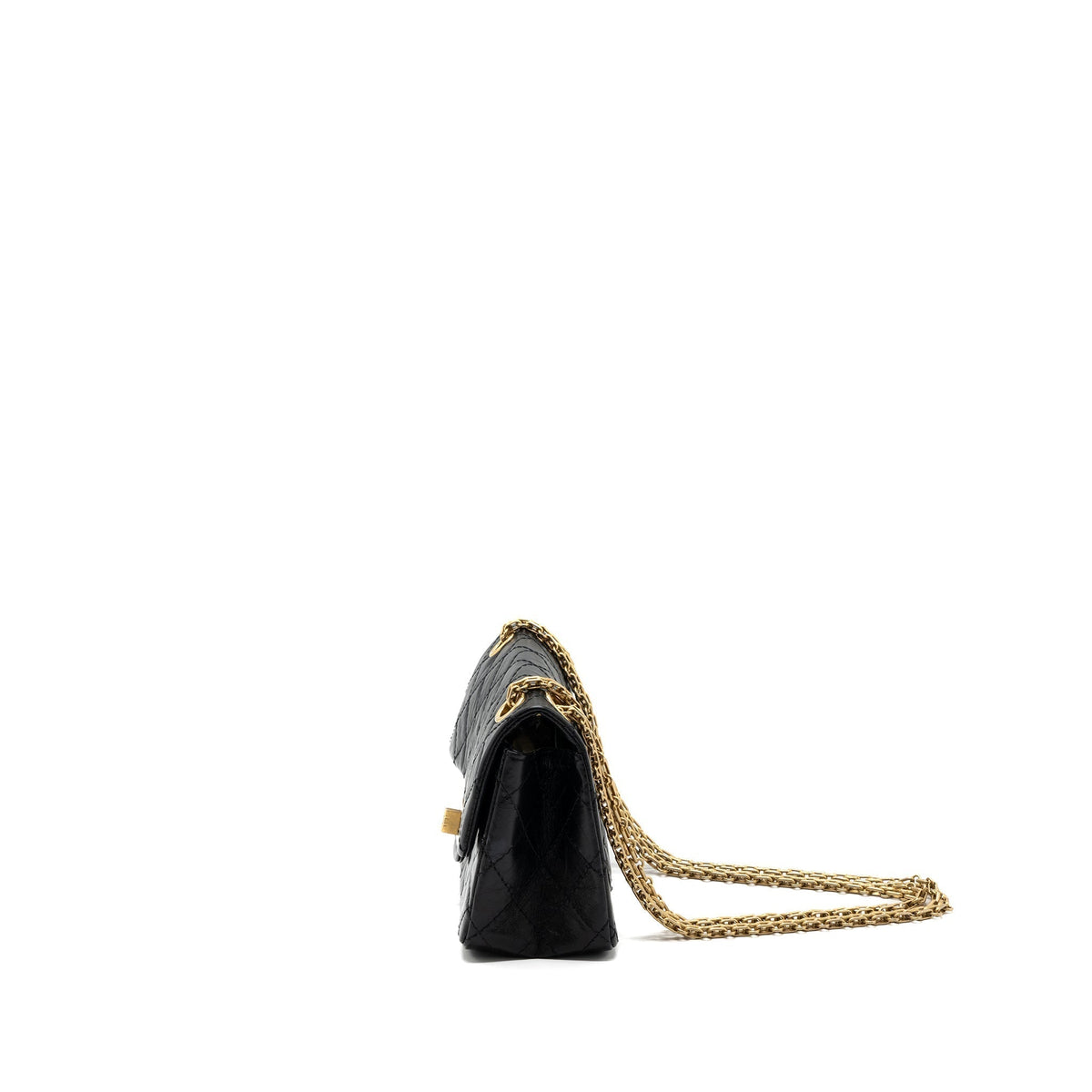 CHANEL MINI 2.55 REISSUE FLAP BAG AGED CALFSKIN BLACK BRUSHED GHW
