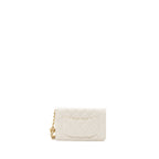 CHANEL PEARL CRUSH WALLET ON CHAIN LAMBSKIN WHITE GHW (MICROCHIP)