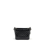 CHANEL SMALL GABRIELLE HOBO BAG CHEVRON AGED CALFSKIN BLACK MULTICOLOUR HARDWARE