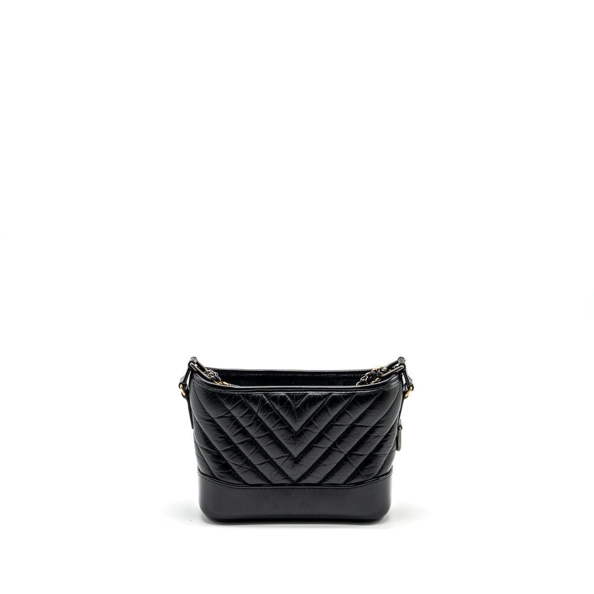 CHANEL SMALL GABRIELLE HOBO BAG CHEVRON AGED CALFSKIN BLACK MULTICOLOUR HARDWARE