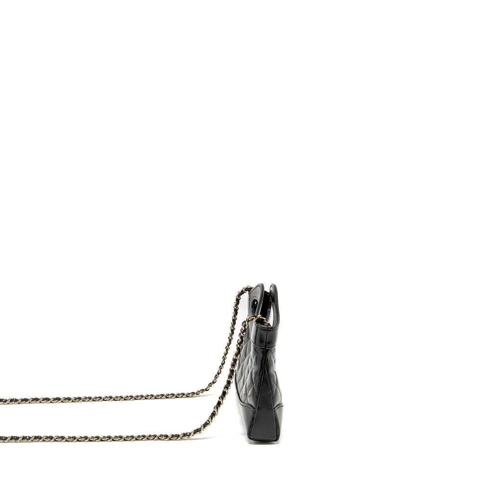 CHANEL MINI 31 CLUTCH WITH CHAIN SHINY LAMBSKIN BLACK LGHW (MICROCHIP)