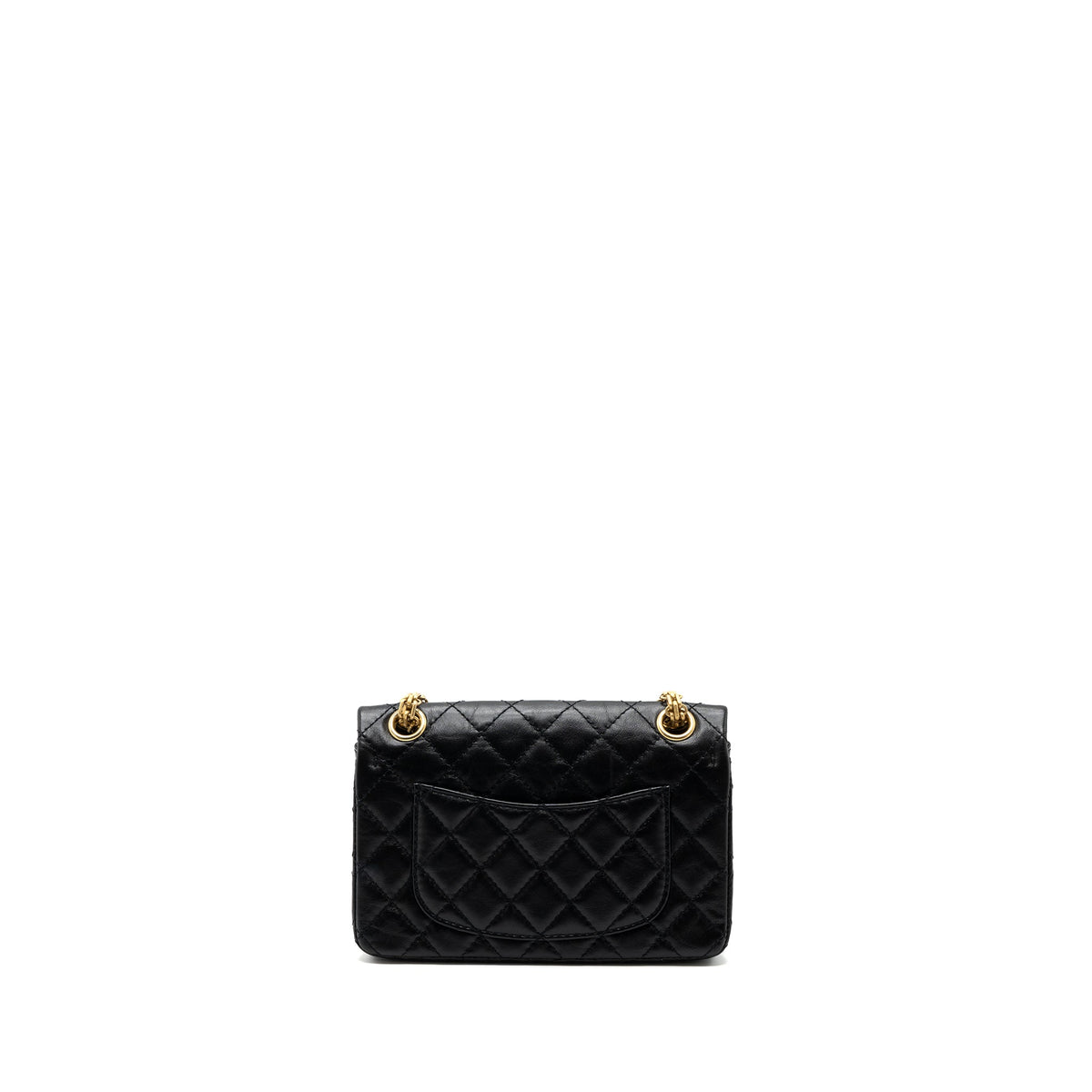 CHANEL MINI 2.55 REISSUE FLAP BAG AGED CALFSKIN BLACK BRUSHED GHW