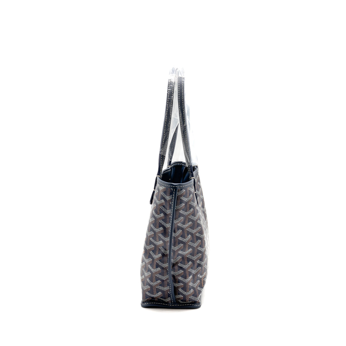Goyard Mini Anjou Tote Bag Goyardine Canvas/Calfskin Bleu Marine SHW