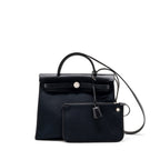 Hermes herbag 31 zip bag canvas/ hunter black SHW