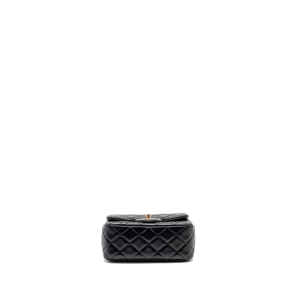 CHANEL PEARL CRUSH MINI SQUARE LAMBSKIN BLACK GHW