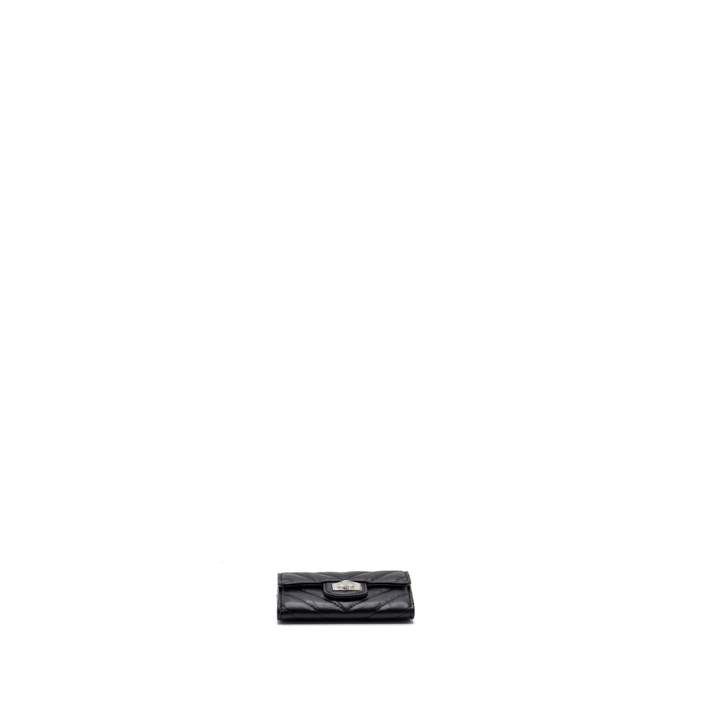 CHANEL 2.55 REISSUE FLAP CARD HOLDER AGED CALFSKIN BLACK SHW (MICROCHIP)