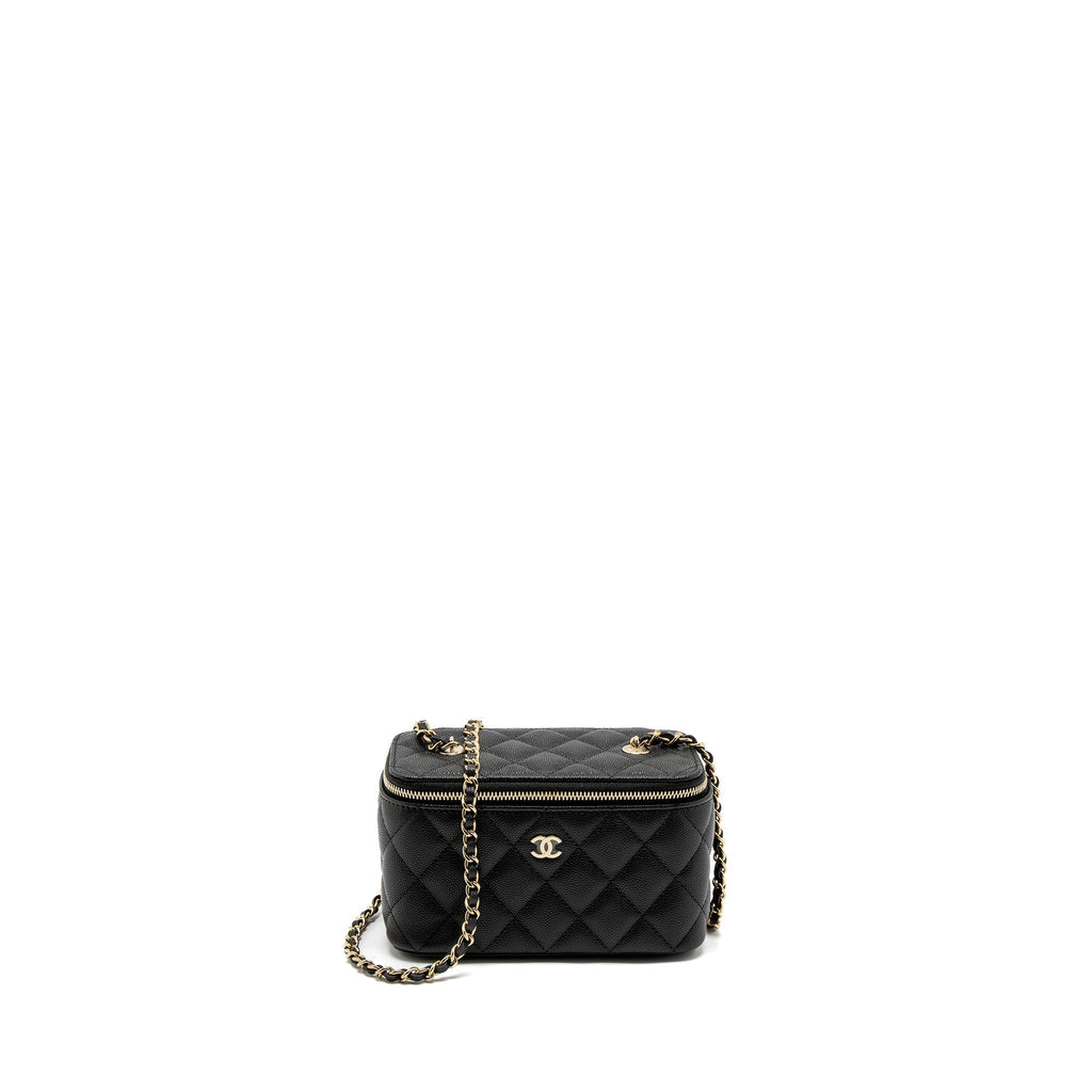 CHANEL LONG VANITY WITH CHAIN CAVIAR BLACK LGHW (MICROCHIP)