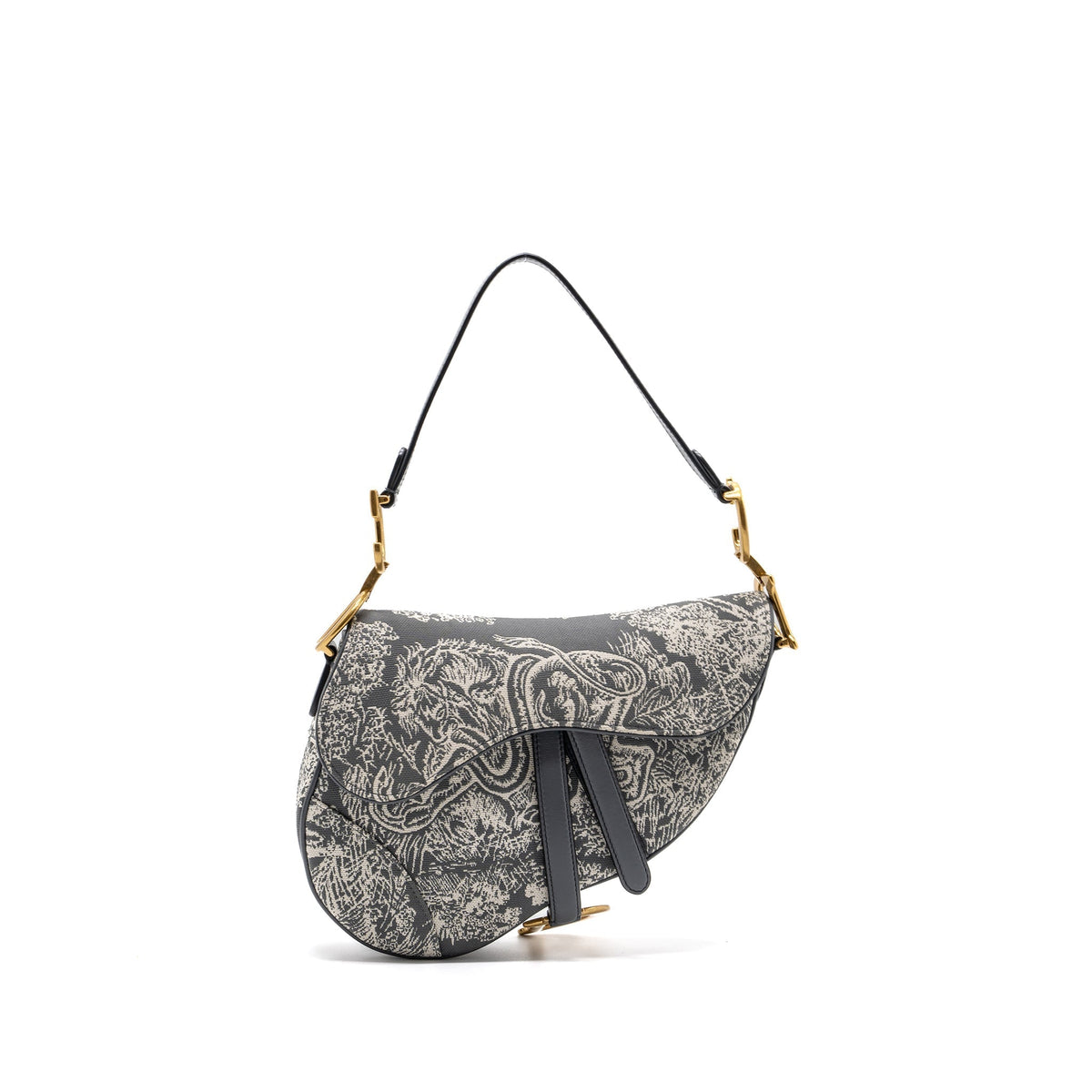DIOR SADDLE BAG TOILE DE JOUY CANVAS / LEATHER GREY GHW