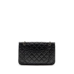 CHANEL 2.55 227 REISSUE FLAP BAG AGED CALFSKIN BLACK RUTHENIUM HARDWARE