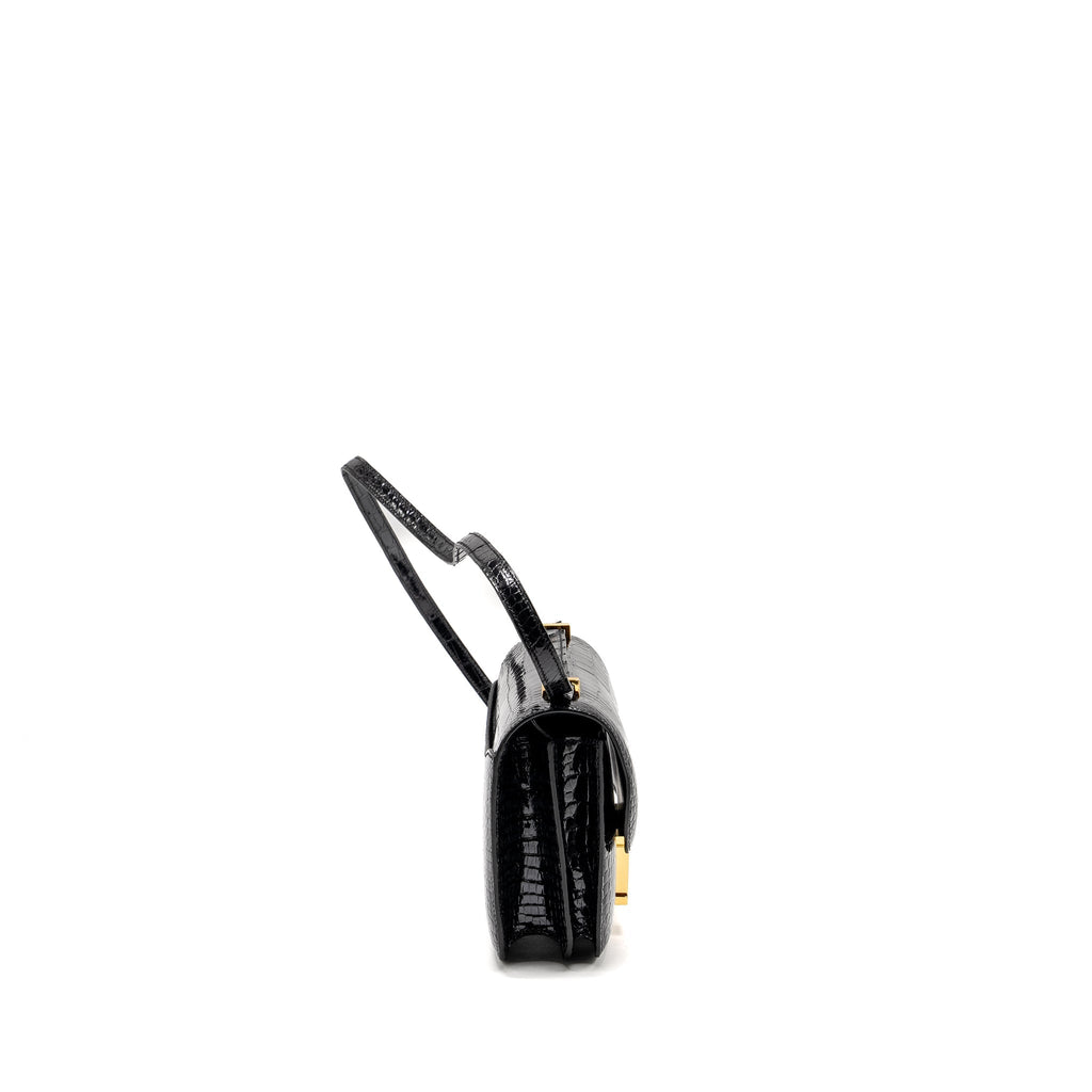 HERMES MINI CONSTANCE SHINY ALLIGATOR MISSISSIPPIENS BLACK GHW