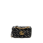 Gucci x Balenciaga The Hacker Project Small GG Marmont Bag Chevron Leather Black/White GHW
