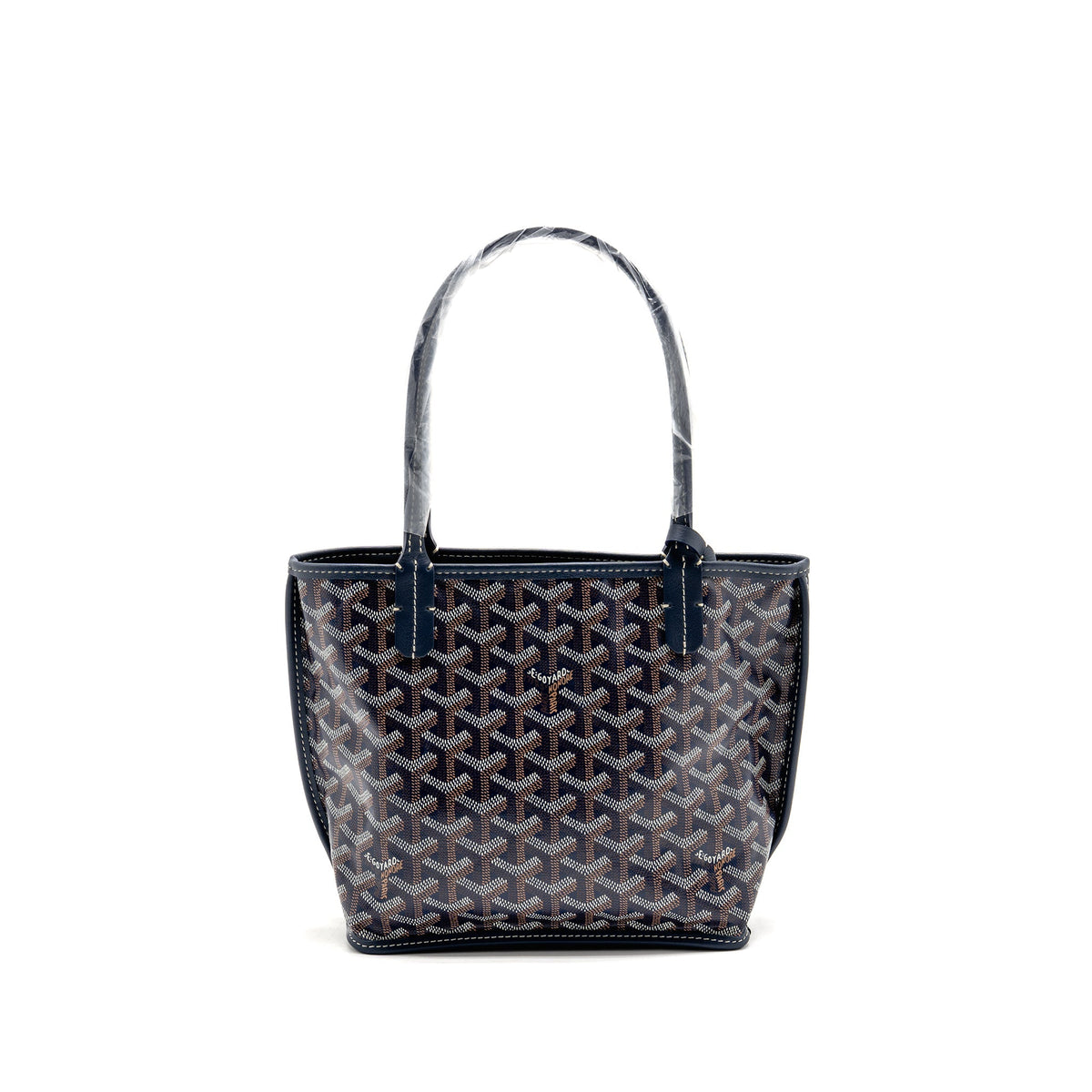 Goyard Mini Anjou Tote Bag Goyardine Canvas/Calfskin Bleu Marine SHW