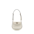PRADA MINI CLEO SHOULDER BAG BRUSHED LEATHER WHITE SHW