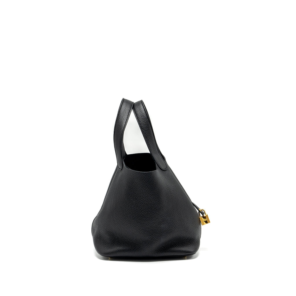 HERMES PICOTIN 22 LOCK BAG CLEMENCE BLACK GHW
