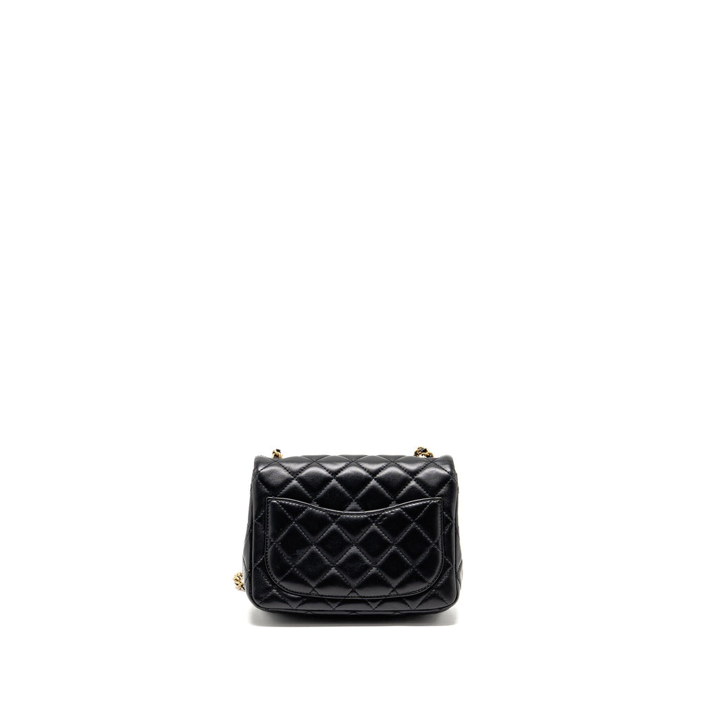 CHANEL PEARL CRUSH MINI SQUARE LAMBSKIN BLACK GHW