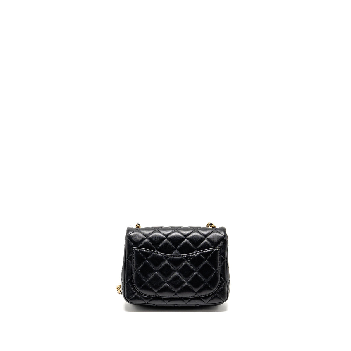 CHANEL PEARL CRUSH MINI SQUARE LAMBSKIN BLACK GHW