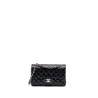 CHANEL SMALL CLASSIC DOUBLE FLAP BAG LAMBSKIN BLACK SHW (MICROCHIP)