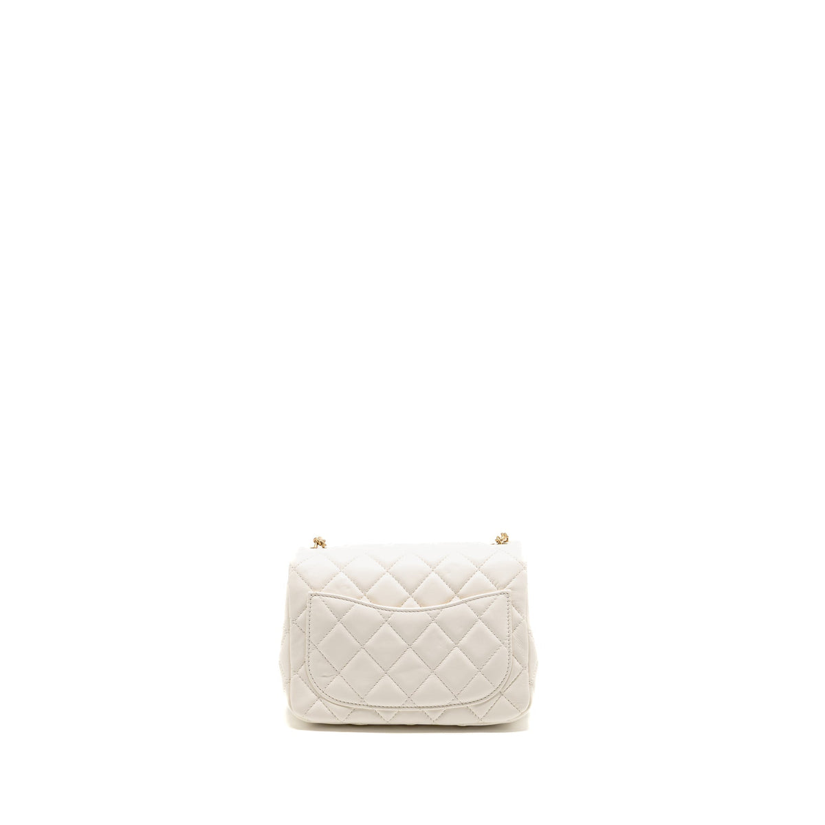 CHANEL PEARL CRUSH MINI SQUARE FLAP BAG LAMBSKIN WHITE GHW (MICROCHIP)