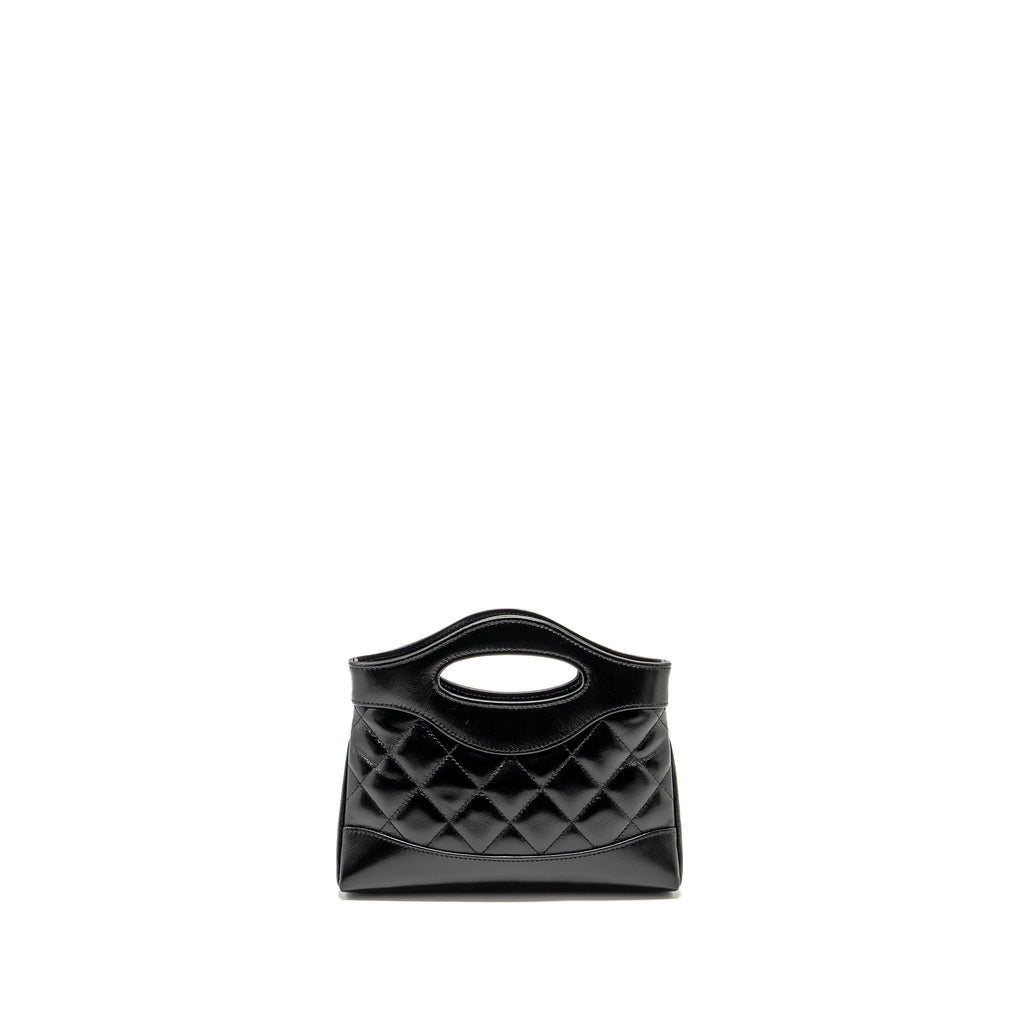 CHANEL MINI 31 CLUTCH WITH CHAIN SHINY LAMBSKIN BLACK LGHW (MICROCHIP)